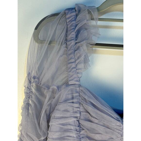 French Connection Tulle Cropped Blouse Size 8 Lavender Ruffles Coquette NWT - Picture 2 of 7